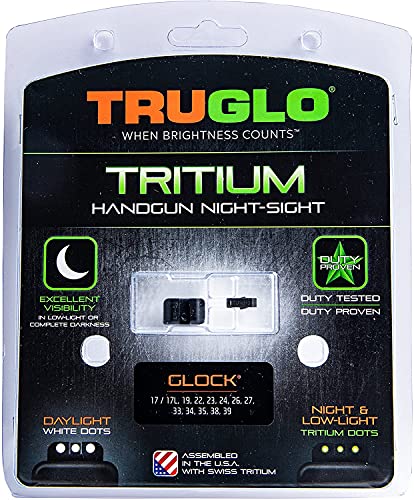 TruGlo Tritium Pro Glow in the Dark Compact Gun Hunting Glock Pistol Sight with Maximum Bright Sights for Glock Sidearm 17, 19, 22, 23, 24, 26, and 27