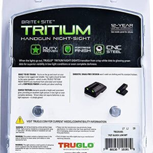 TruGlo Tritium Pro Glow in the Dark Compact Gun Hunting Glock Pistol Sight with Maximum Bright Sights for Glock Sidearm 17, 19, 22, 23, 24, 26, and 27