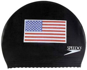 speedo unisex swim cap latex , flag black