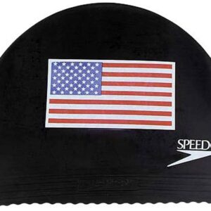 Speedo Unisex Swim Cap Latex , Flag Black