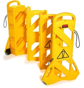 rubbermaid commercial 13-foot extendable mobile safety sign/barrier with locking straps, yellow (fg9s1100yel)