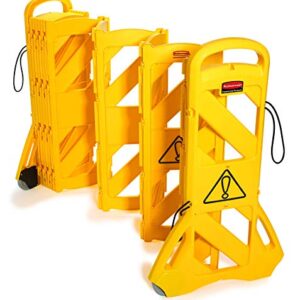 Rubbermaid Commercial 13-Foot Extendable Mobile Safety Sign/Barrier with Locking Straps, Yellow (FG9S1100YEL)