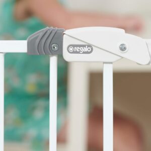 Regalo Easy Step Extra Wide Baby Gate, Includes 4-Inch and 4-Inch Extension Kits, 4 Pack of Pressure Mounts Kit and 4 Pack of Wall Mount Kit