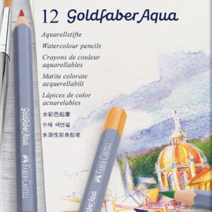 Faber-Castell Goldfaber Aqua Watercolor Pencils - Tin of 12 Colors, Pre-Sharpened Water Colored Pencils