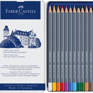 Faber-Castell Goldfaber Aqua Watercolor Pencils - Tin of 12 Colors, Pre-Sharpened Water Colored Pencils