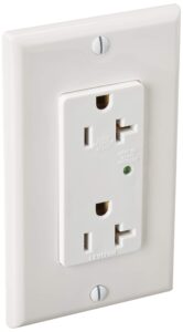 leviton 5380-w 20 amp, 125 volt, decora plus duplex receptacle, straight blade, industrial grade, surge w/ indicator light, white