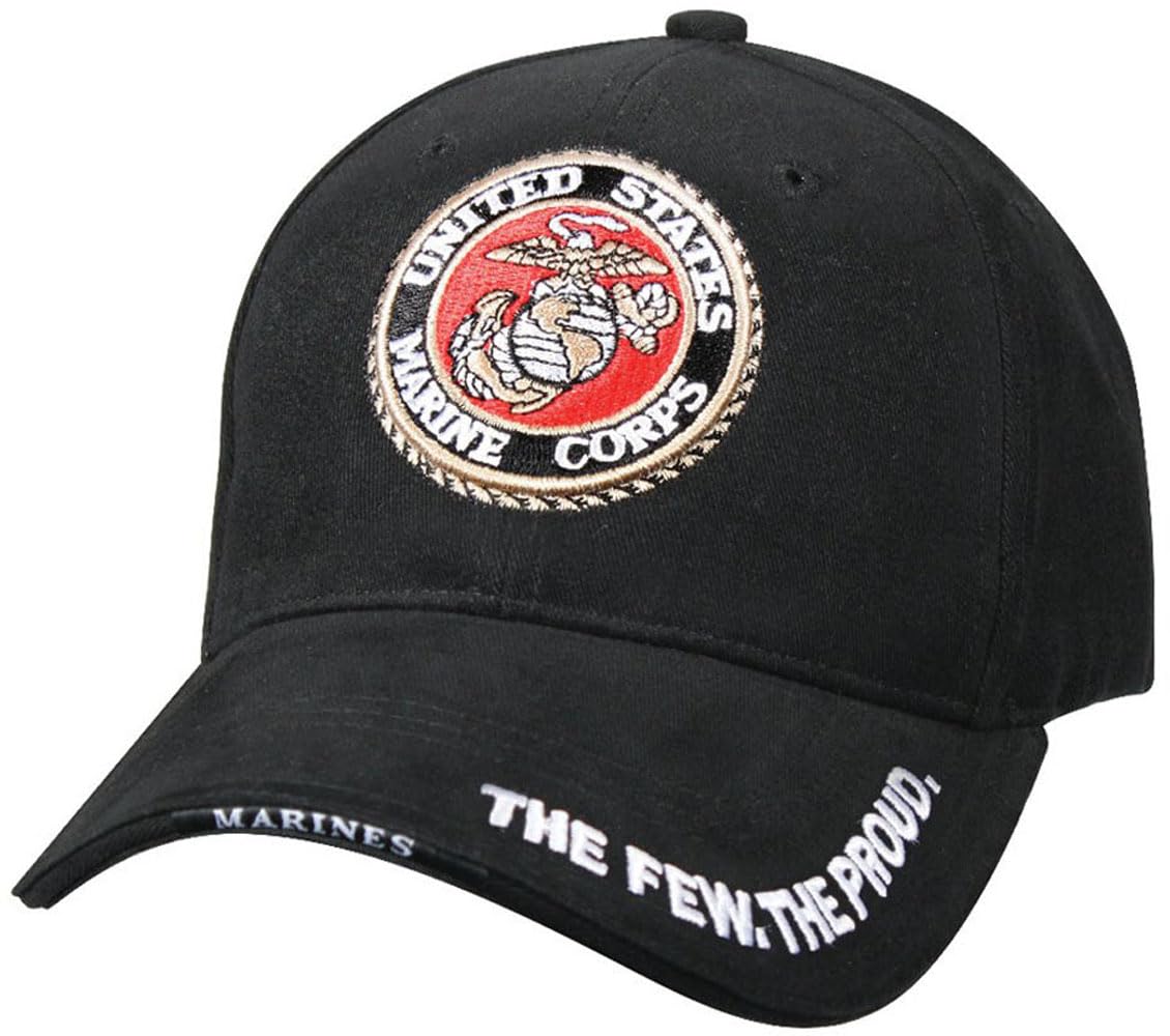 Rothco Deluxe Low Profile Cap with USMC Eagle, Globe & Anchor Logo, Black