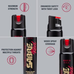 SABRE Magnum 120 Pepper Spray with Holster, 35 Bursts, 12-Foot (4-Meter) Range, Extra Large 122 Gram Canister, Wide Cone Spray Pattern, UV Marking Dye, Twist Lock Safety