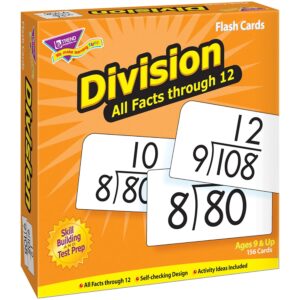 trend enterprises: division all facts through 12 skill drill flash cards, exciting way for everyone to learn, great for skill building and test prep, 156 cards included, ages 9 and up