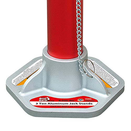 BIG RED T43004 Torin Aluminum Jack Stands with Locking Support Pins: 3 Ton (6,000 lb) Capacity, Red/Silver, 1 Pair