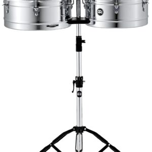 Meinl Percussion HT1314CH Headliner Series Steel Timbales With Chrome Finish and Stand