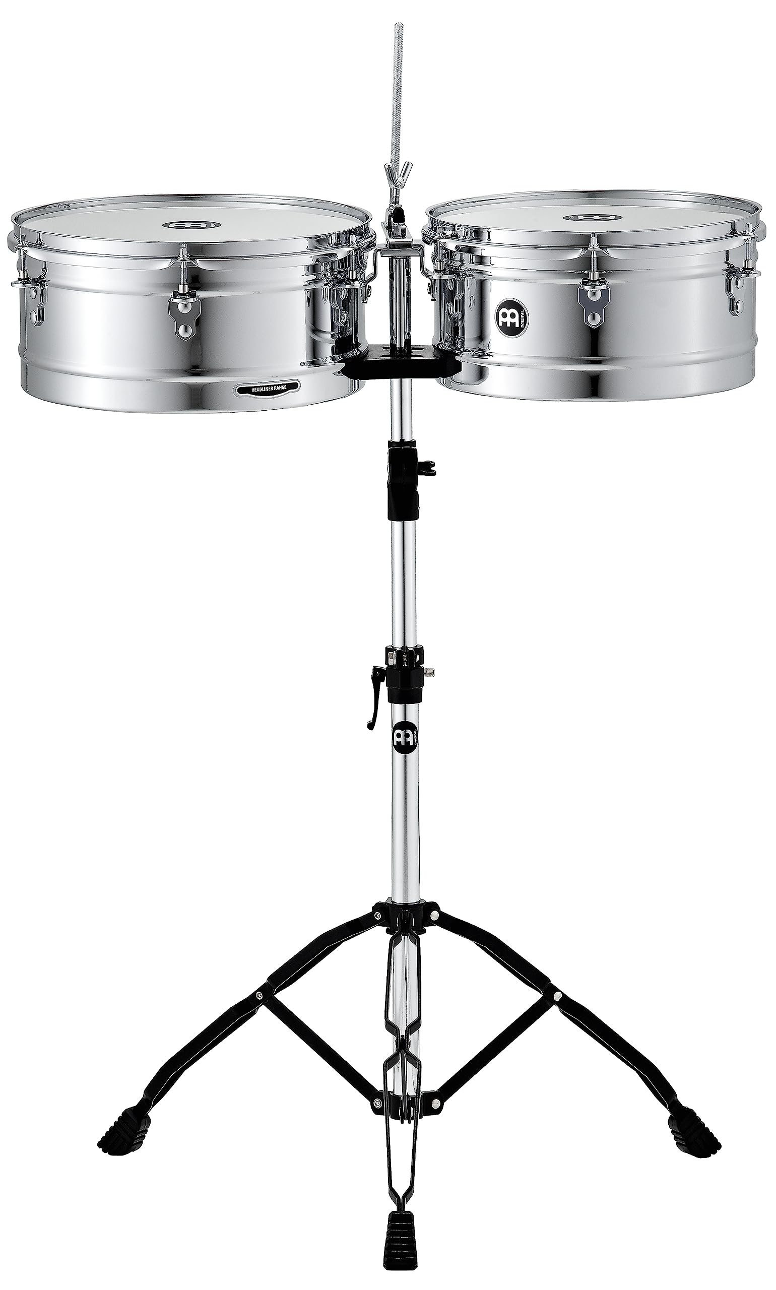 Meinl Percussion HT1314CH Headliner Series Steel Timbales With Chrome Finish and Stand