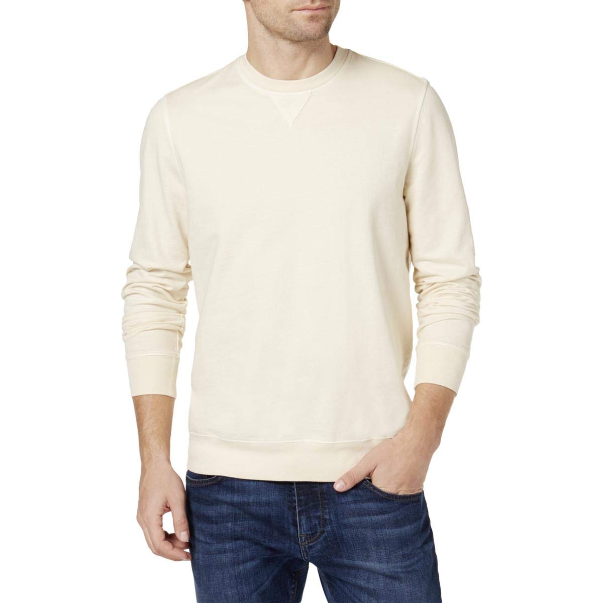 Club Room Mens LS Sweatshirt, Off-White, Large