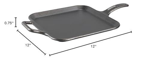 Lodge BOLD 12 Inch Seasoned Cast Iron Square Griddle, Design-Forward Cookware