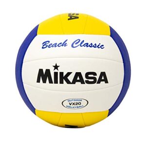 Mikasa VX20 Beach Classic Volleyball White, Official Size, Synthetic Material, 3 Color Panel Design, Affordable Price