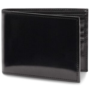 bosca men's old leather bifold wallet with id window and card slots - italian leather, durable and stylish, black