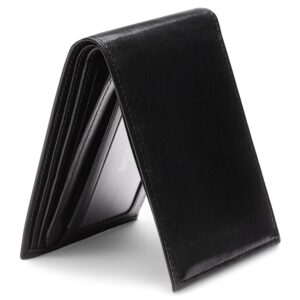 Bosca Men's Old Leather Bifold Wallet with ID Window and Card Slots - Italian Leather, Durable and Stylish, Black