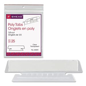 smead poly tab 1/3 cut, clear, 25 per pack (64615)