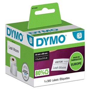 dymo authentic labelwriter small name badge labels | 41 mm x 89 mm | self-adhesive | roll of 300 easy-peel labels | for labelwriter label makers | made in europe