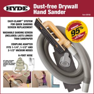 Hyde Tools 09165 Drywall Hand 6-Foot Hose Dust-Free Vacuum Sander, 6'