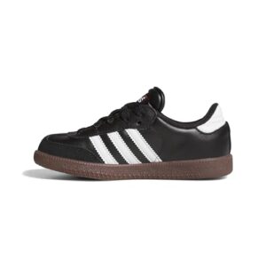 adidas boy's samba classic soccer shoe, black/white/black, 5.5 big kid