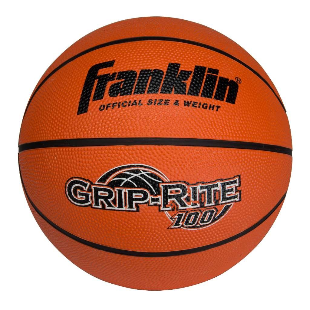 Franklin Sports Indoor + Outdoor 29.5" Basketball - Grip-Rite 100 All Surface Indoor + Outdoor Official Size Men's Basketball - Durable Rubber Size 7 Basketball for All Basketball Courts - Orange