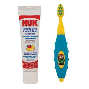 NUK Toddler Tooth and Gum Cleanser with Toothpaste, Colors May Vary,1 Set