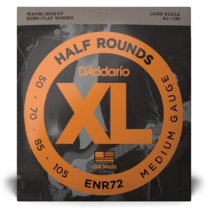 D'Addario XL Half Rounds Bass Guitar Strings - ENR72 - Long Scale - Medium, 50-105