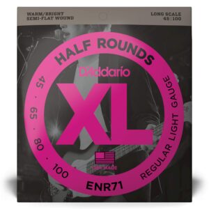 D'Addario XL Half Rounds Bass Guitar Strings - ENR71 - Long Scale - Regular Light, 45-100