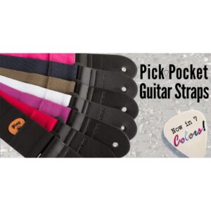 Protec Guitar Strap with Leather Ends and Pick Pocket, Black