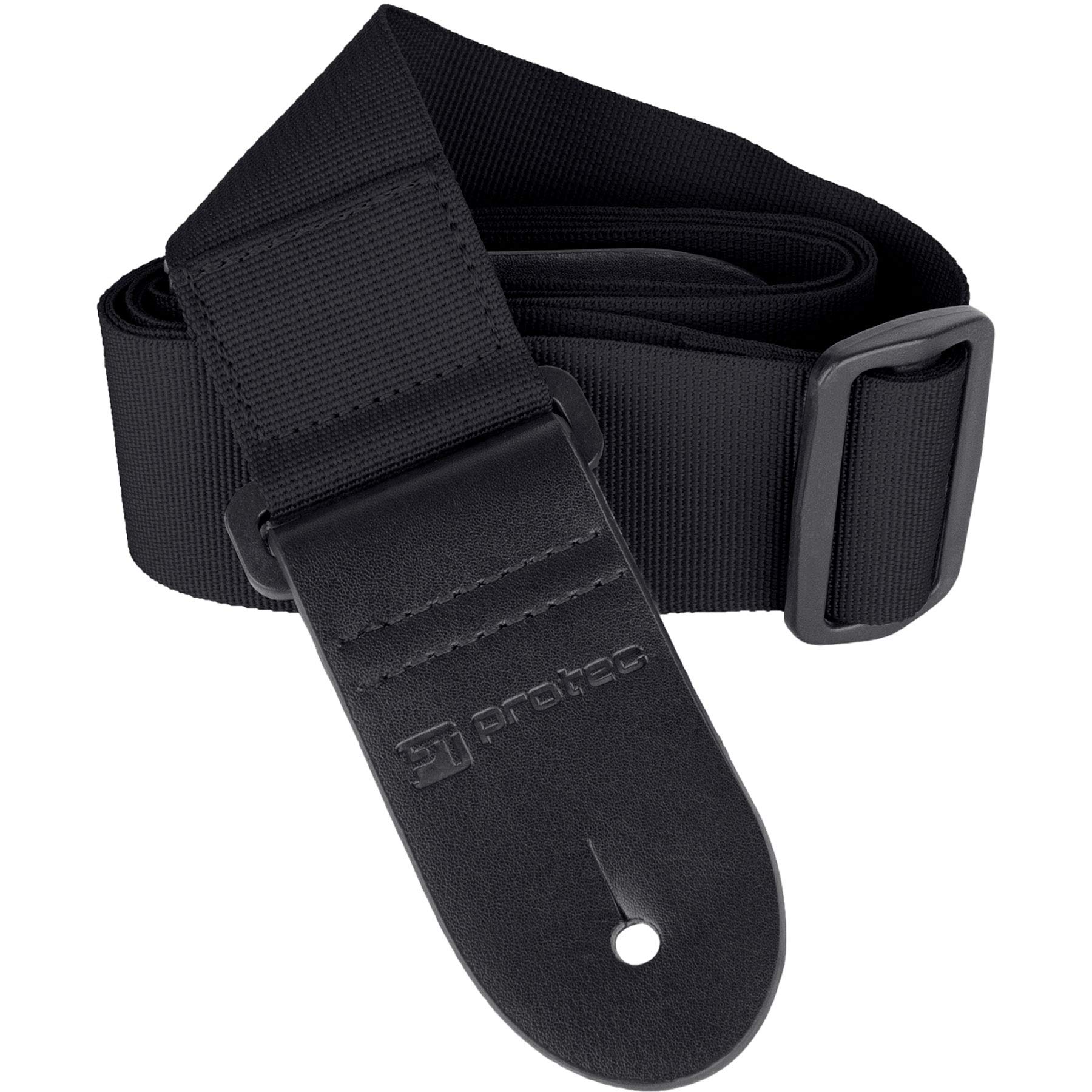 Protec Guitar Strap with Leather Ends and Pick Pocket, Black