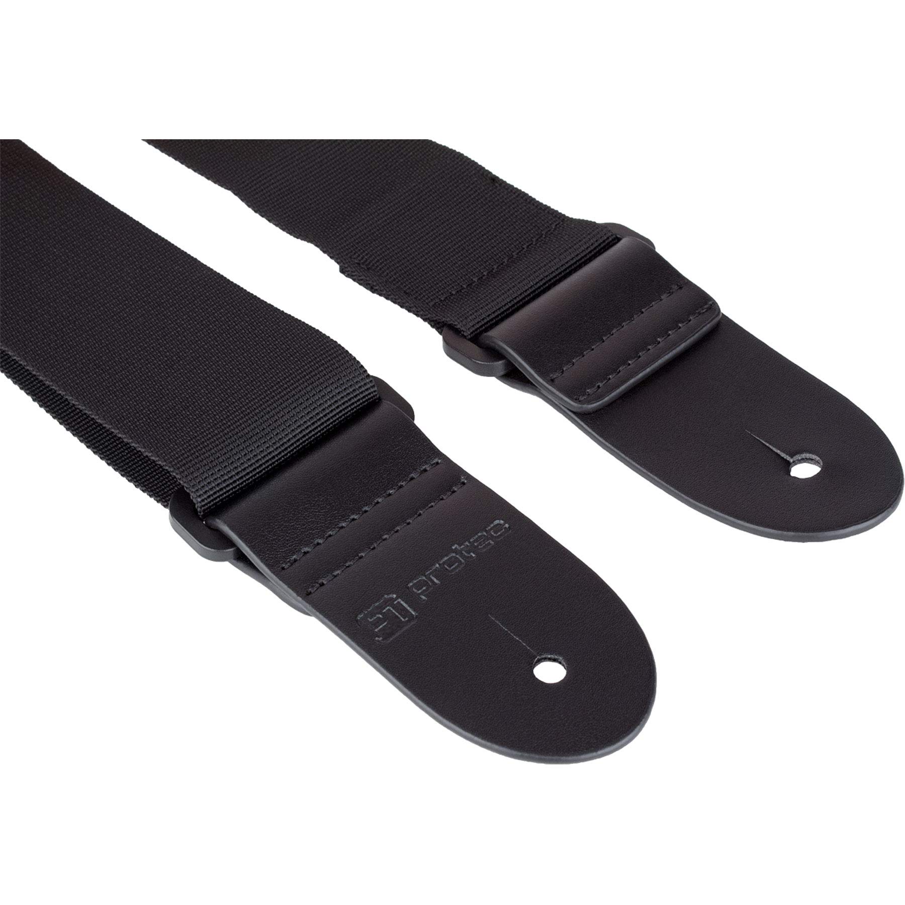 Protec Guitar Strap with Leather Ends and Pick Pocket, Black