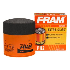 fram extra guard ph2, 10k mile change automotive replacement interval spin-on engine oil filter for select vehicle models