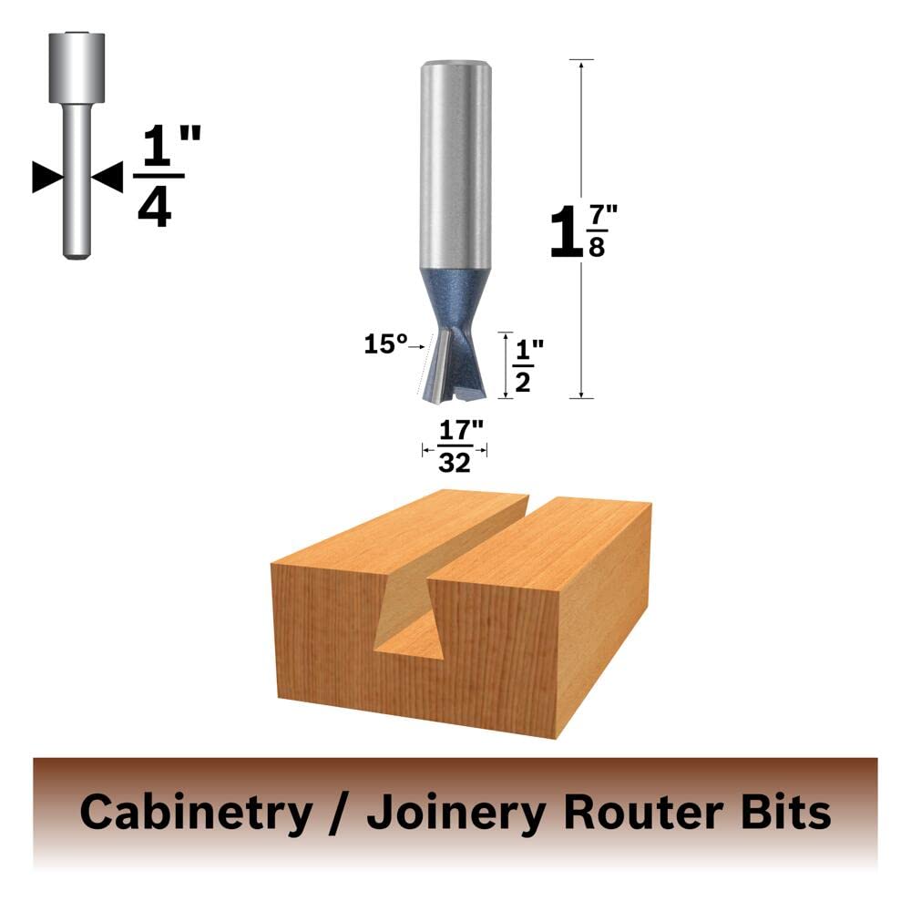 BOSCH 85240M 15 degree x 17/32 In. Carbide Tipped Dovetail Bit