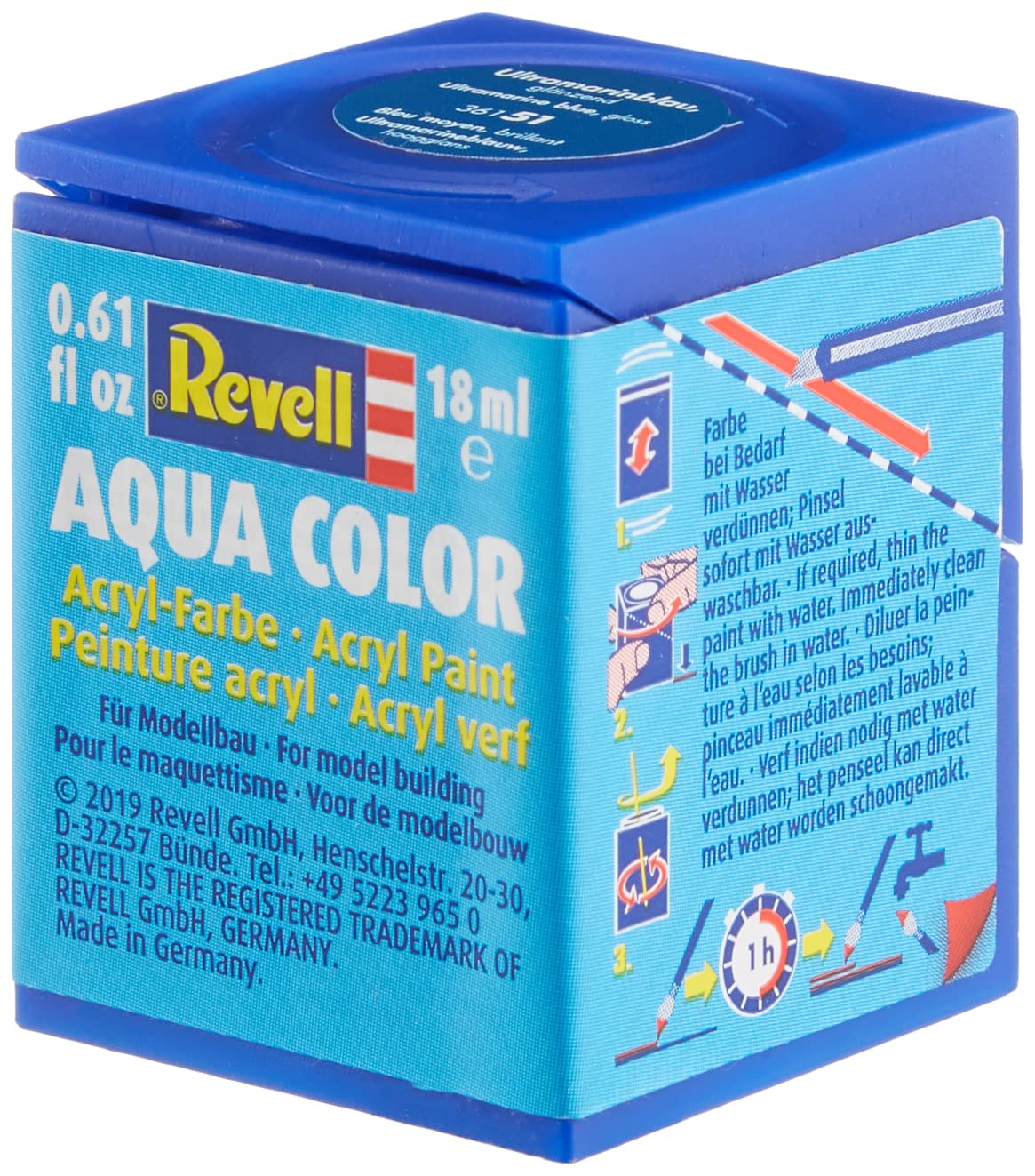 Revell 18ml Aqua Color Acrylic Paint (Ultramarine Blueglossy Finish)