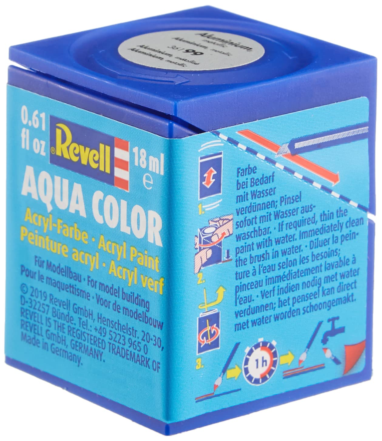 Revell 18ml Aqua Color Acrylic Paint (Aluminium Metallic Finish)