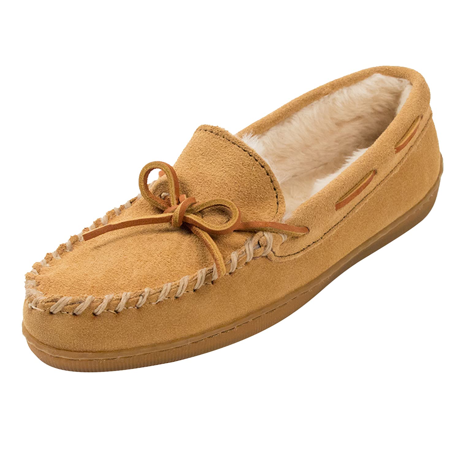 Minnetonka Women's Hardsole Pile Lined Slipper,Tan,6 M US