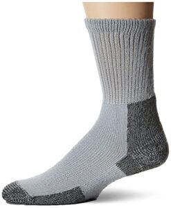 thorlos mens kx max cushion crew hiking socks, grey, large us