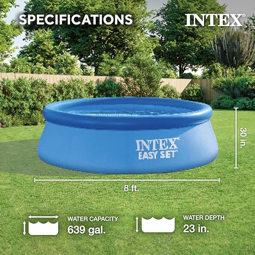 Intex 28110EH Easy Set 8 Foot x 30 Inch Round Inflatable Outdoor Backyard Above Ground Swimming Pool, 639 Gallons of Water, (Pool Only - No Pump)