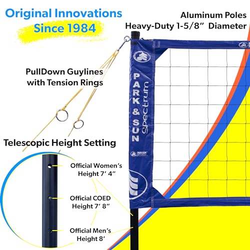 Park & Sun Sports Spectrum 2000: Portable Professional Outdoor Volleyball Net System, Blue