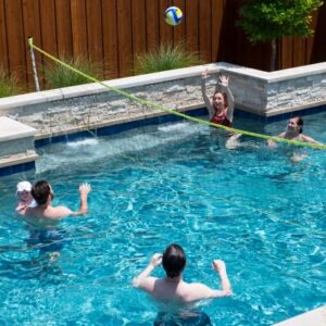 Park & Sun Sports Portable Indoor/Outdoor Swimming Pool Volleyball Net System, Blue, 24' W x 3' H