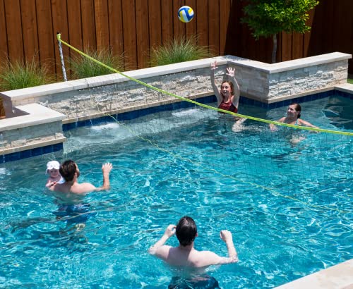 Park & Sun Sports Portable Indoor/Outdoor Swimming Pool Volleyball Net System, Blue, 24' W x 3' H