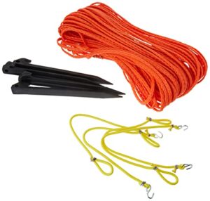 park & sun sports outdoor volleyball boundary poly cord rope with ground stakes: 1/4" wide court line marker, orange, blue