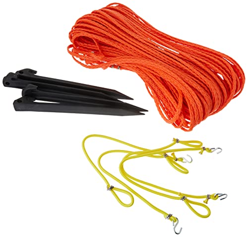 Park & Sun Sports Outdoor Volleyball Boundary Poly Cord Rope with Ground Stakes: 1/4" Wide Court Line Marker, Orange, Blue