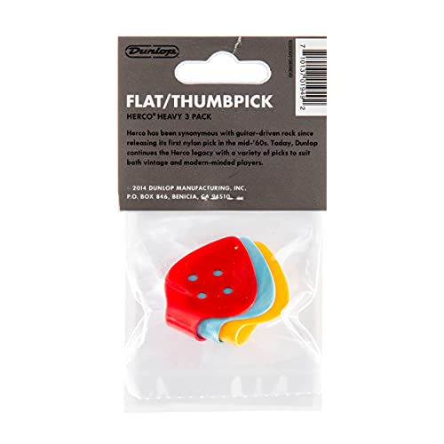 JIM DUNLOP HE113P Flat Thumbpicks, Heavy, 3/Player's Pack