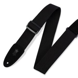 Levy's Leathers 2" Cotton Guitar Strap with Suede Ends and Tri-glide Adjustment. Adjustable to 58"; Black (MC8-BLK)