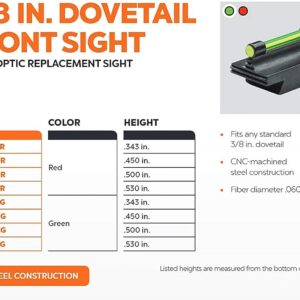 Truglo 3/8-Inch Dovetail Front Steel Gun Sight Replacement Fiber Optic Ramp Sight - .500", Green