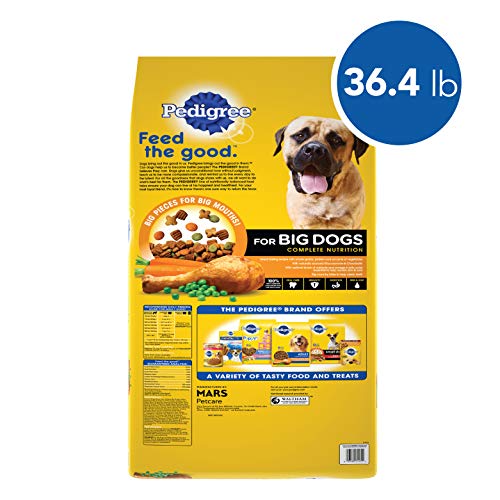 PEDIGREE For Big Dogs Adult Complete Nutrition Large Breed Dry Dog Food Roasted Chicken, Rice & Vegetable Flavor Dog Kibble, 36.4 lb. Bag