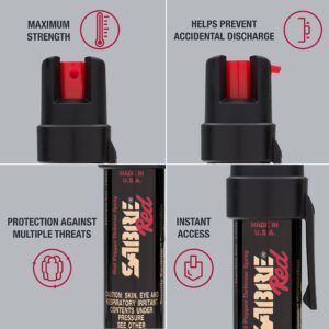 SABRE RED Compact Pepper Spray for Self Defense, Max Police Strength OC Spray with UV Dye, Easy Carry Belt Clip & Fast Access, Protect Against Multiple Threats, Secure & Easy to Use Safety, 0.67 fl oz