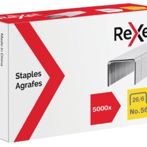 Rexel No.56 26/6 Staples for Standard Staplers, for Stapling Upto 20 Sheets, Use with Desktop Staplers and Pliers, 5000 Count (Pack of 1)